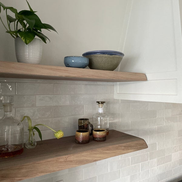 Walnut Live Edge Floating Shelf: Handcrafted Solid Wood Design