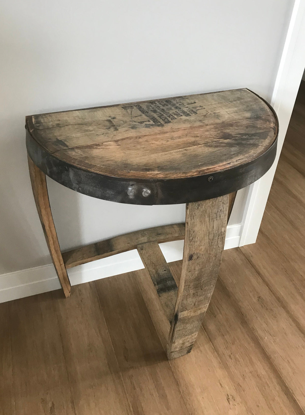 Wine Barrel Wall Table | Reclaimed Oak Half Round