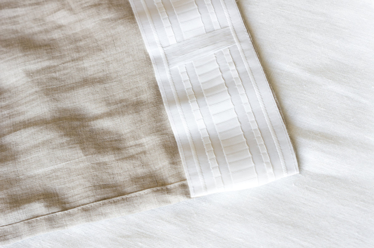 Stonewashed Linen Curtain Panels Set of 2 with Multifunctional Heading Tape