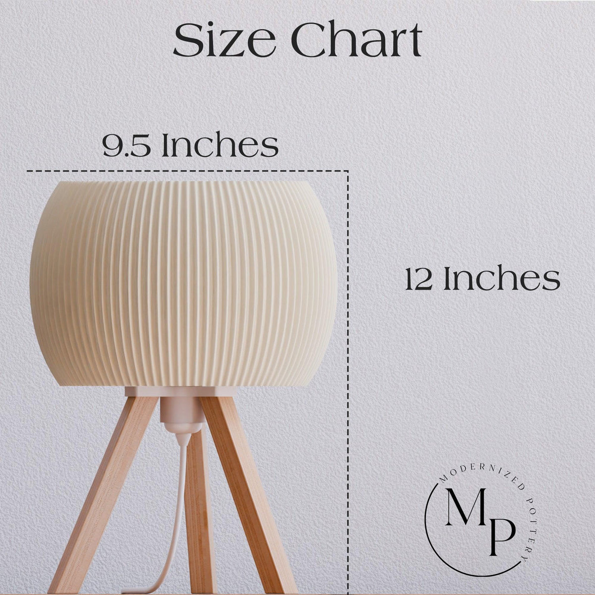 ORB Wood Table Lamp with Ribbed Shade & Tripod Base