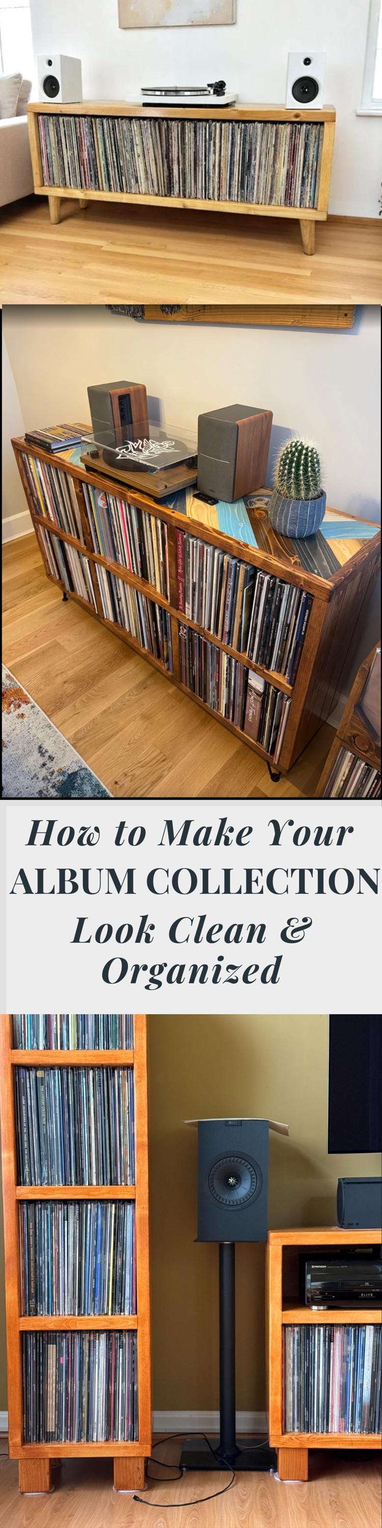Colliding Chevron Blues Top Upgrade - Vinyl Record Holder - TV Stand - Living Room Furniture