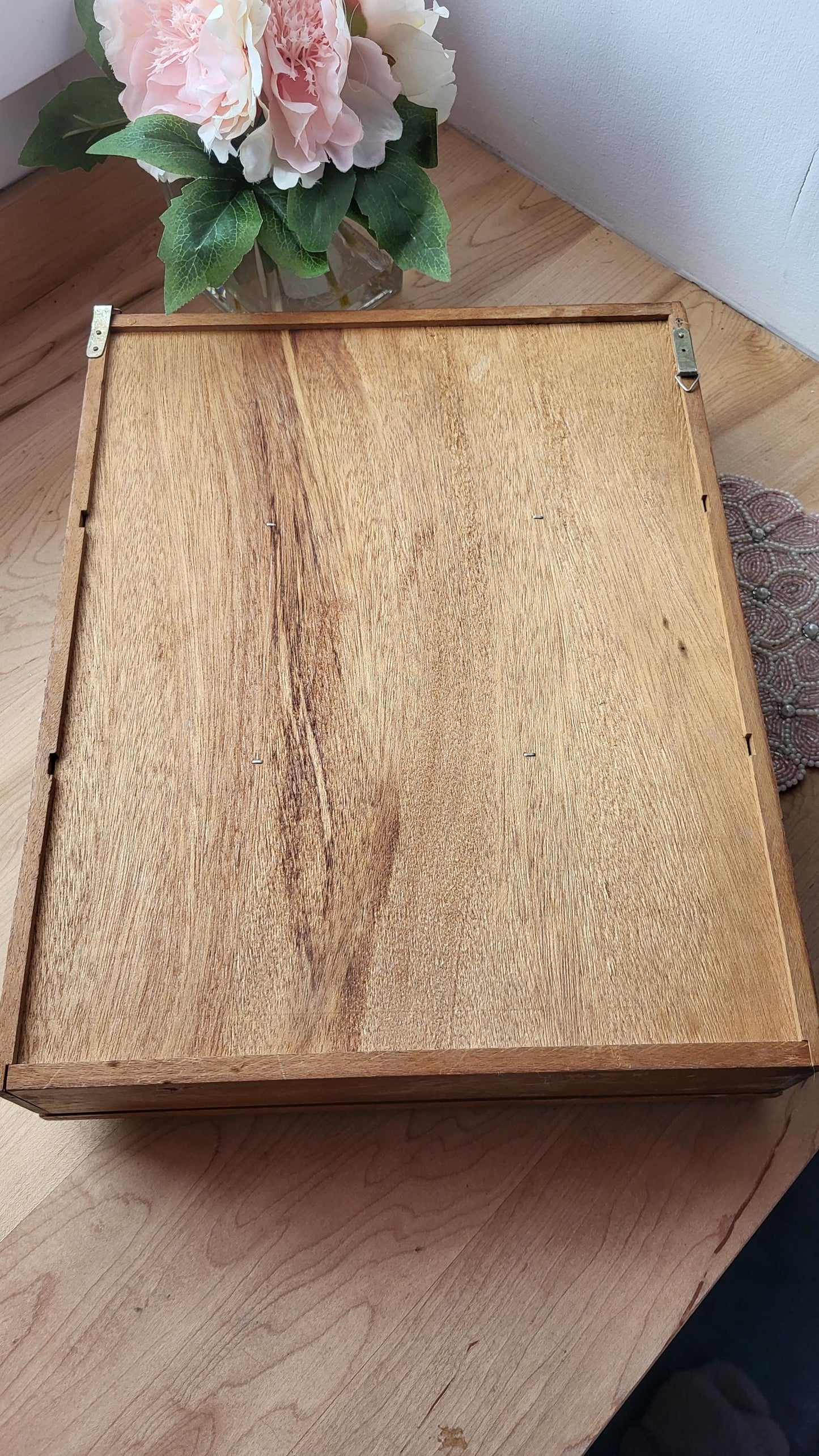 Vintage Display Case Shadow Box Mahogany Wood Curio Wall Display Cabinet Glass Door 1980s Spice Rack