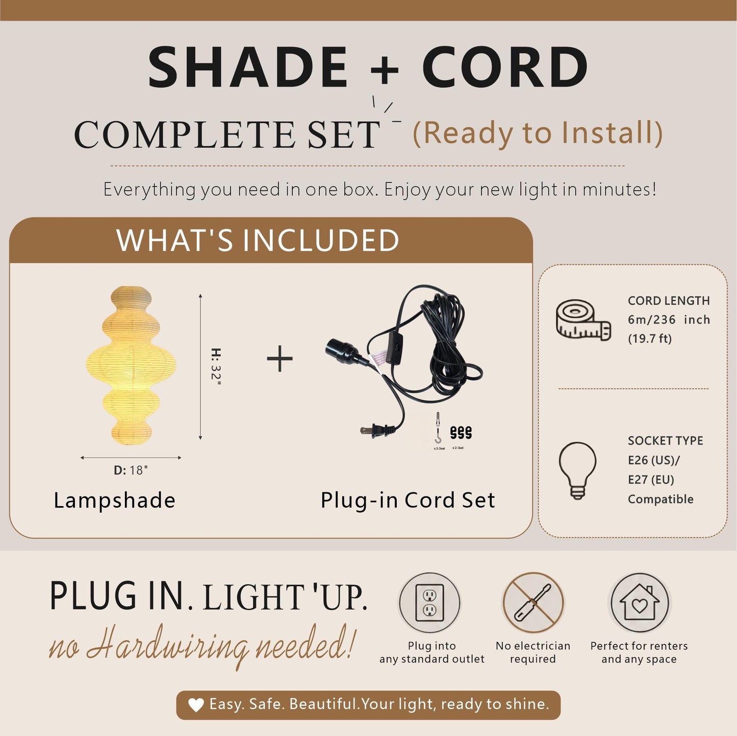 Five-Layer Cloud Washi Paper Pendant Light, Japanese Hanging Lamp