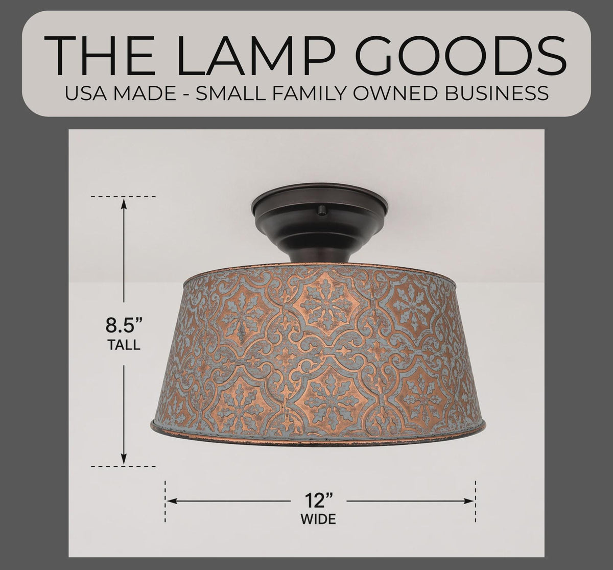 Ornate Copper Flush Mount Ceiling Light with Decorative Pattern
