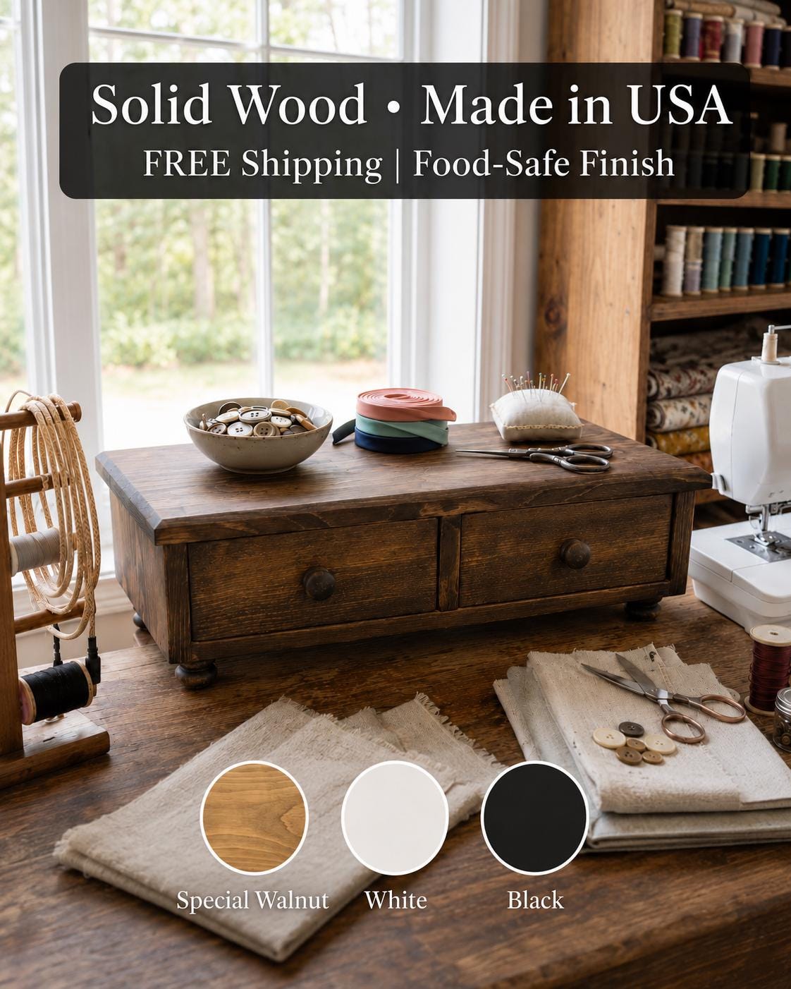Counter Cabinet | Craft Room Cabinet | Sewing Room Organizer | Wood Anniversary Gift Tea Home | Charging Station Cord Organizer | Storage