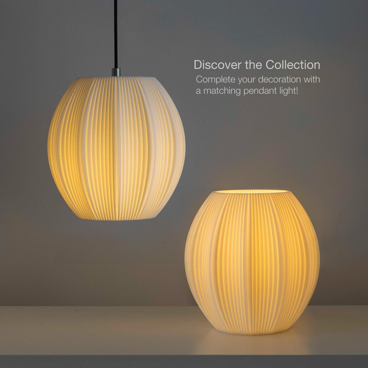 Ribbed Pendant Lamp, Japandi Globe & Tube Hanging Light