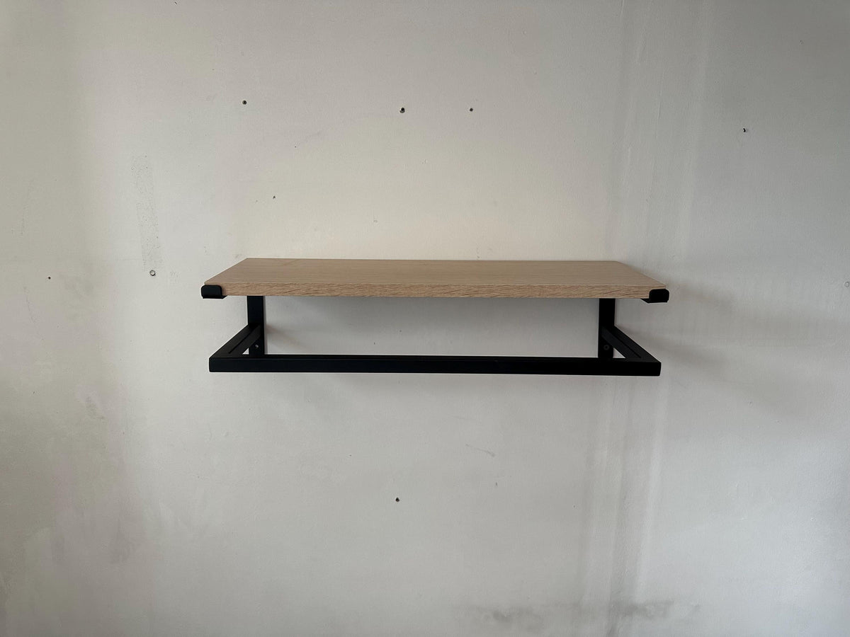 Wall Mounted Clothing Rack with Shelf, Clothes Hanging Rail, Modern Floating Closet Organizer, Entryway Shelf, Metal Garment Rack