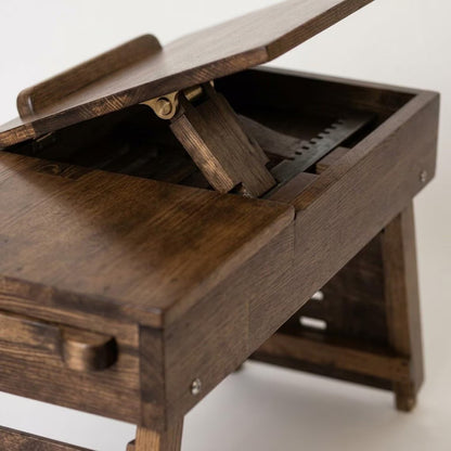 Lap Desk, Adjustable Wooden with Drawers, Portable Bed Reading Table, Ergonomic Laptop Stand, Wood