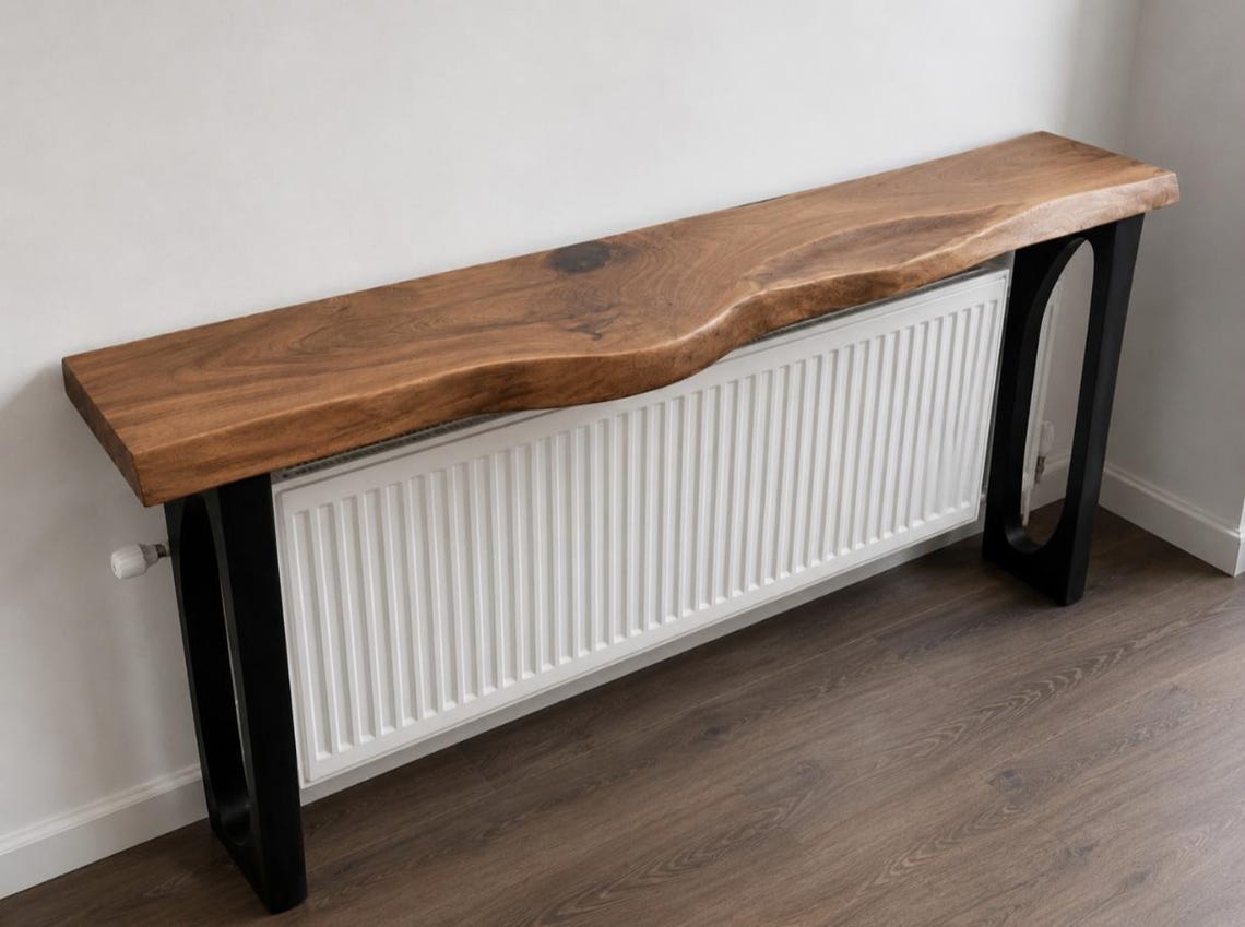 Solid Wood Narrow Console Table, Metal Leg Table, Handmade Furniture, Entryway Hall Table,Live Edge Table (Thichkness 1.6 inch- 4 cm)