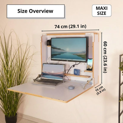 Murphy Dual Monitor Desk – Wall Mounted Fold Down Workstation for Home Office