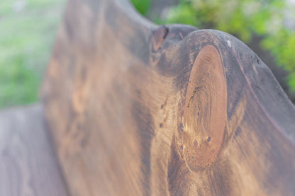 Rustic Log Bench With Back – Handcrafted Live Edge Natural Character Bench