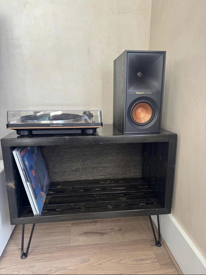 Record Player Stand with Vinyl Storage, Handmade in USA
