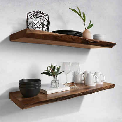 Live Edge Walnut Floating Shelves, Kitchen Shelves, Book Shelf