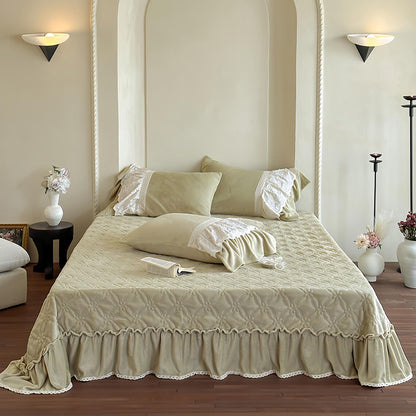 Retro French Fleece Bed Sheet, Luxury Bedroom Decor