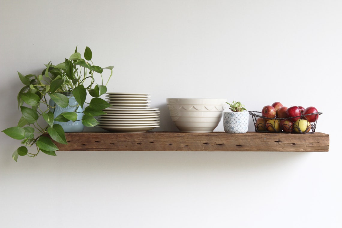 Reclaimed Barn Wood Deep Floating Shelves | 3" Barn Beam | Amish Handcrafted | Set of 2| Low Profile Brackets