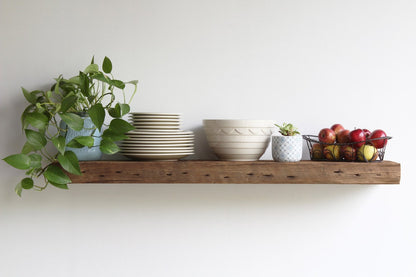 Reclaimed Barn Wood Deep Floating Shelves | 3" Barn Beam | Amish Handcrafted | Set of 2| Low Profile Brackets