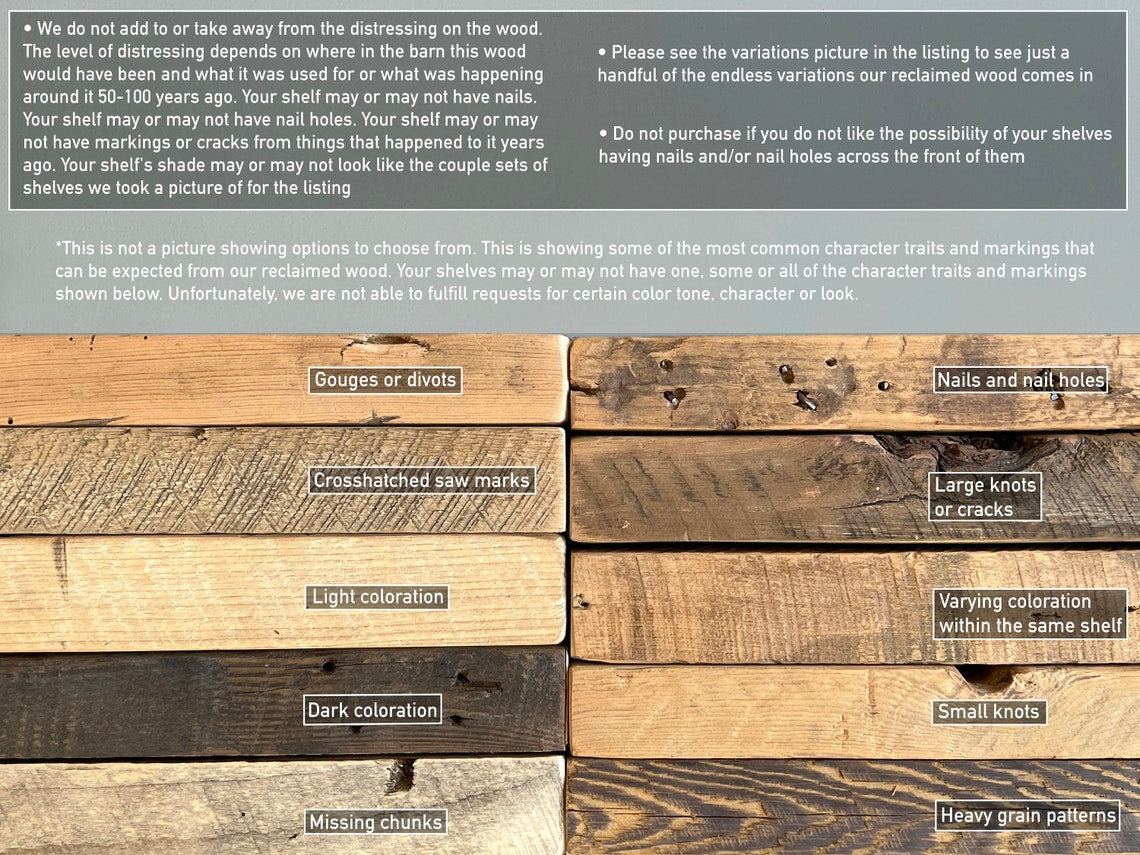 Reclaimed Barn Wood Accent Floating Shelves | 2" Barn Plank | Amish Handcrafted | Set of 2