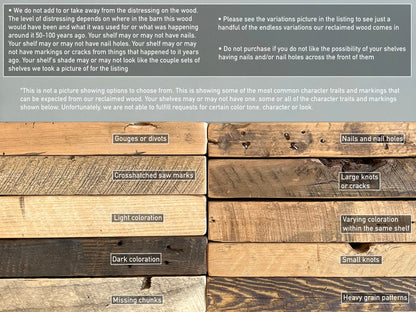 Reclaimed Barn Wood Accent Floating Shelves | 2" Barn Plank | Amish Handcrafted | Set of 2