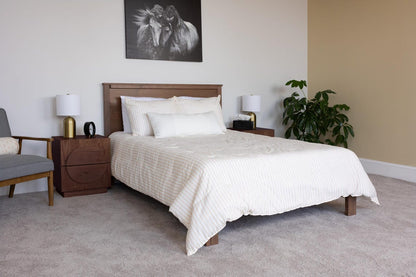 Solid Wood Bed Frame with Headboard | Amish Handcrafted | Easy Tool-Free Assembly | Maple Hardwood
