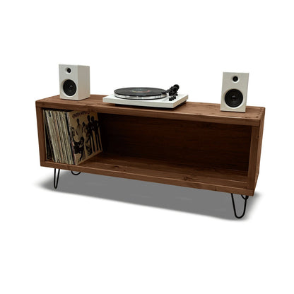 Record Player Stand with Vinyl Storage, Handmade in USA