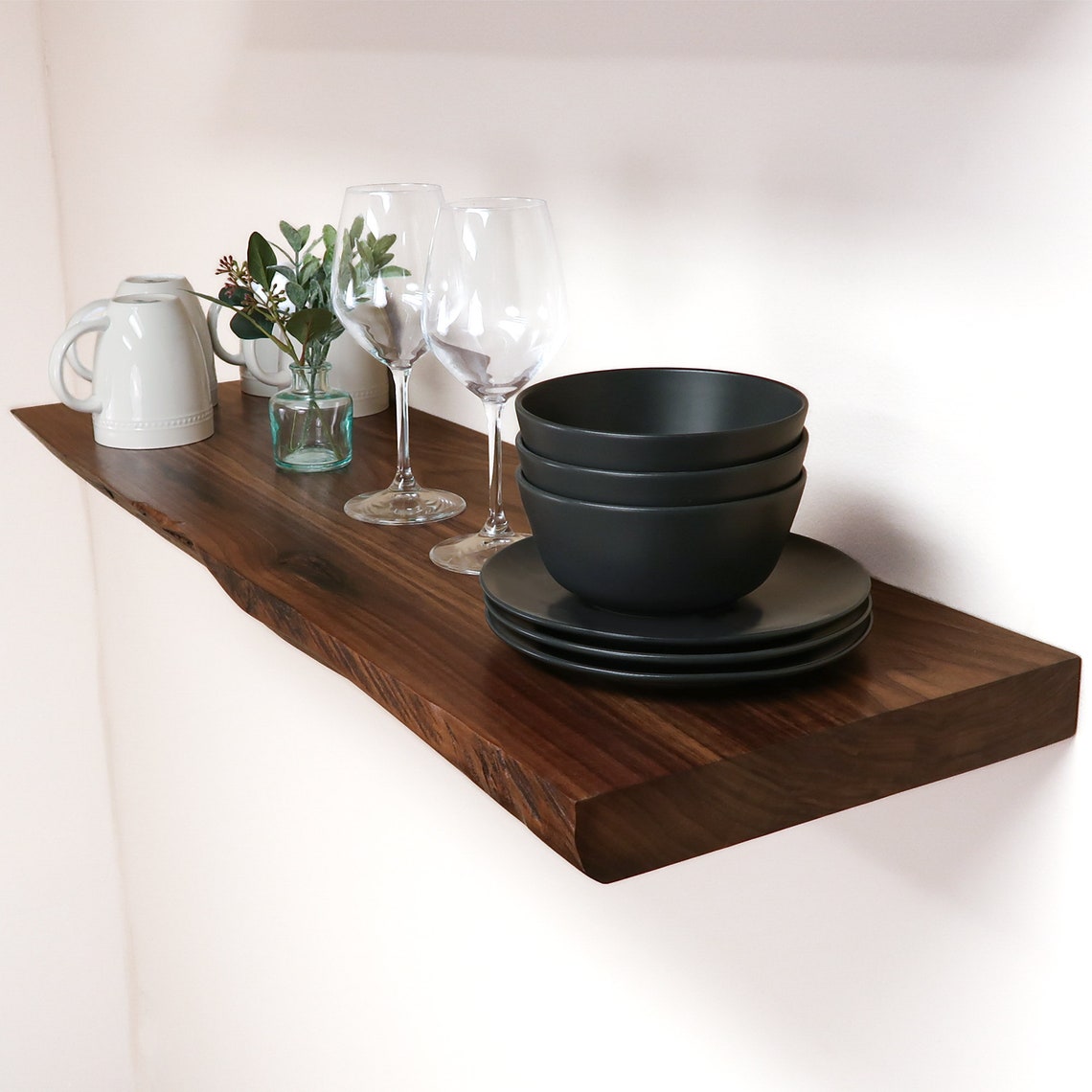 Live Edge Walnut Floating Shelves, Kitchen Shelves, Book Shelf