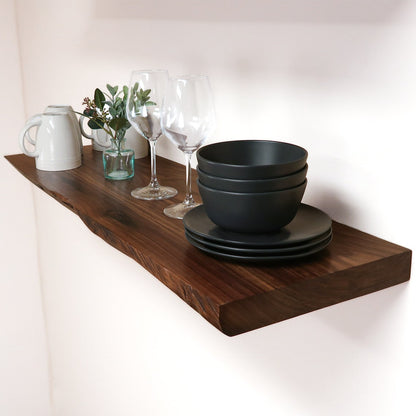 Live Edge Walnut Floating Shelves, Kitchen Shelves, Book Shelf