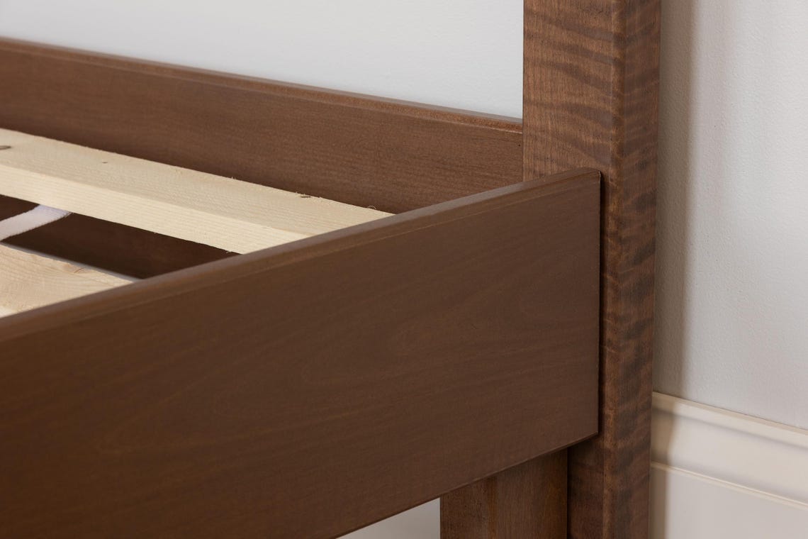 Solid Wood Bed Frame with Headboard | Amish Handcrafted | Easy Tool-Free Assembly | Maple Hardwood