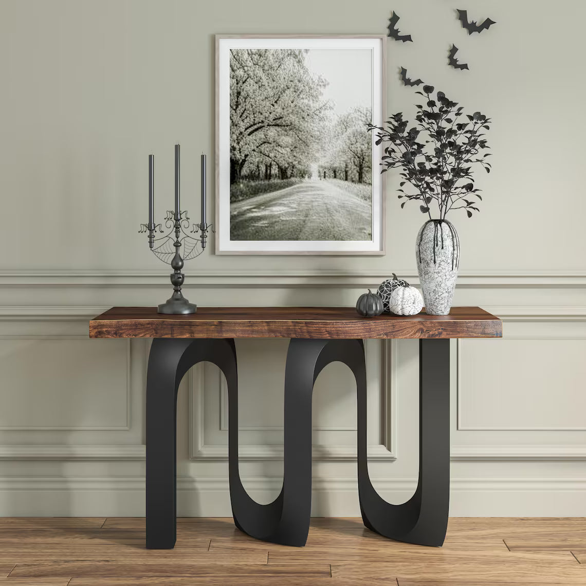 Black Metal Pedestal Table Base, 320 Cora 28" H, Furniture Legs for DIY Projects, Flowyline