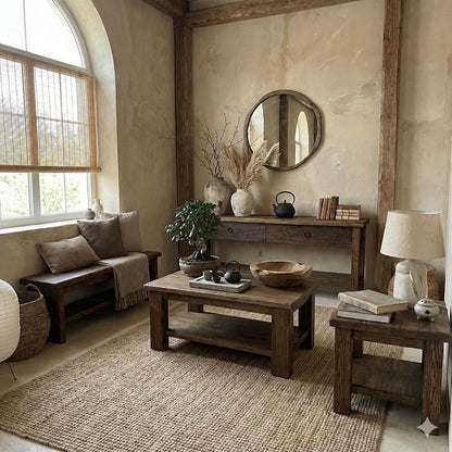 Reclaimed Oak Wood Narrow Console Table: Rustic Entryway Furniture