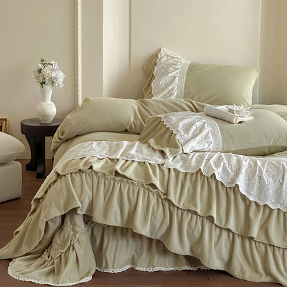 Retro French Fleece Bed Sheet, Luxury Bedroom Decor