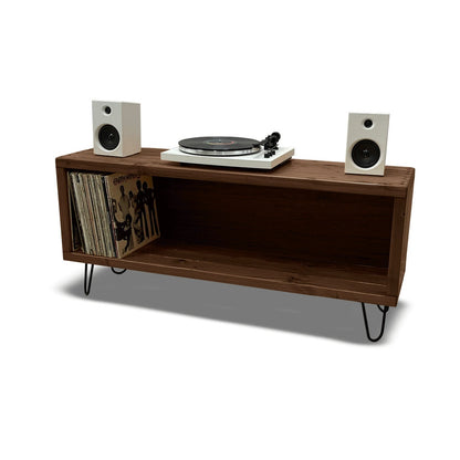 Record Player Stand with Vinyl Storage, Handmade in USA