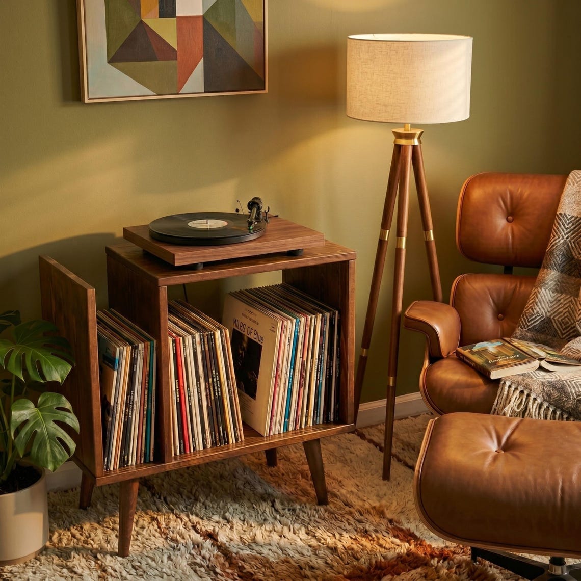Turntable Stand Media Console with Storage, Record Player Stand, Stereo HiFi Cabinet Organizer