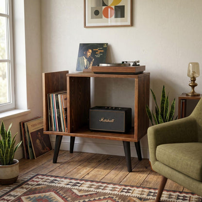 Turntable Stand Media Console with Storage, Record Player Stand, Stereo HiFi Cabinet Organizer