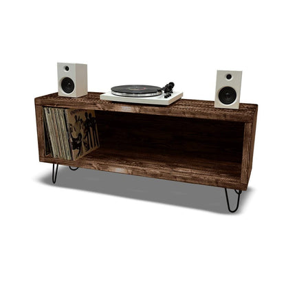 Record Player Stand with Vinyl Storage, Handmade in USA