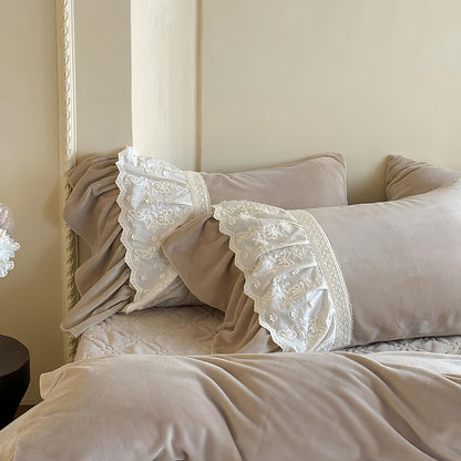 Retro French Fleece Bed Sheet, Luxury Bedroom Decor