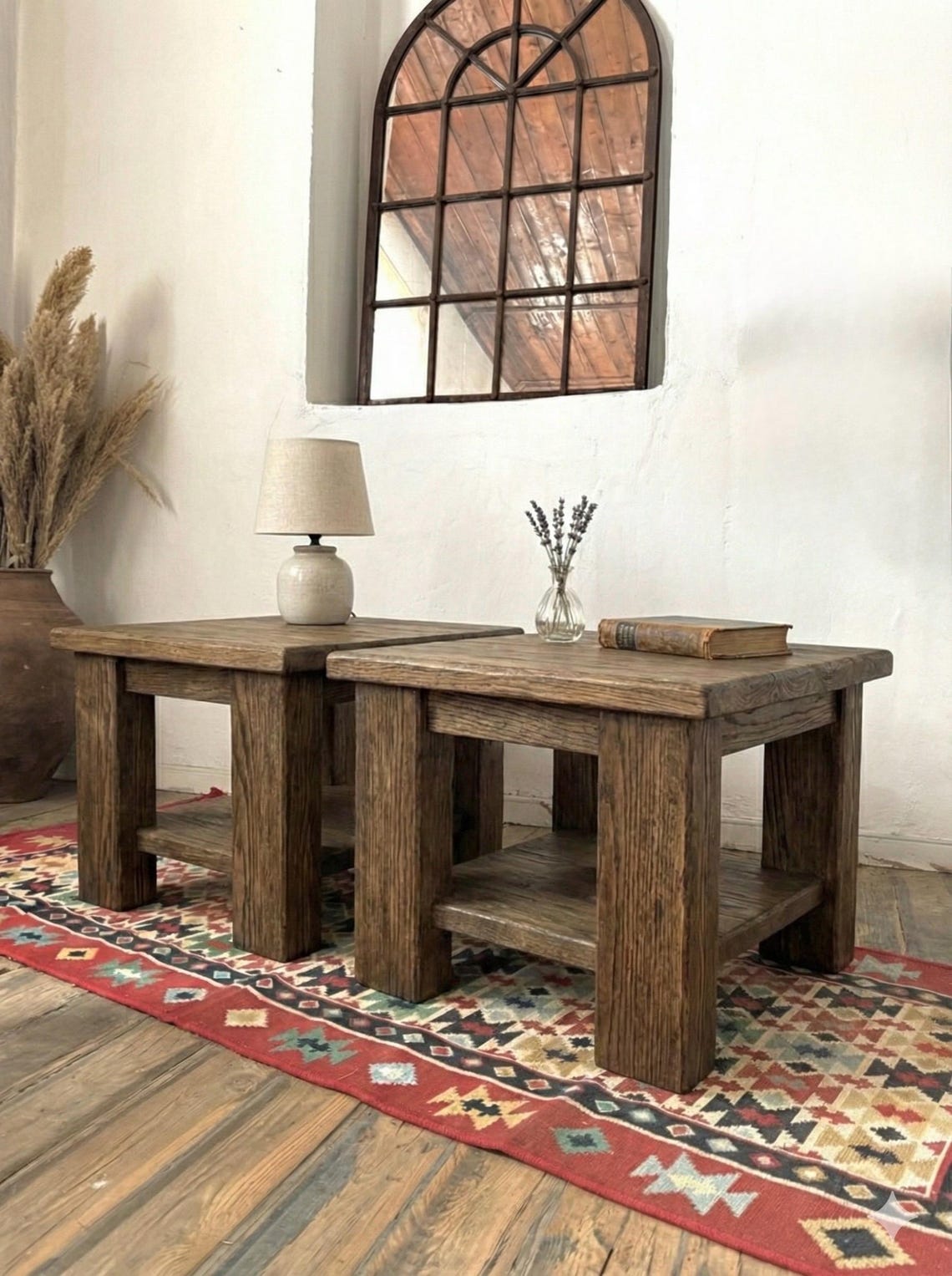 Reclaimed Oak Wood Narrow Console Table: Rustic Entryway Furniture
