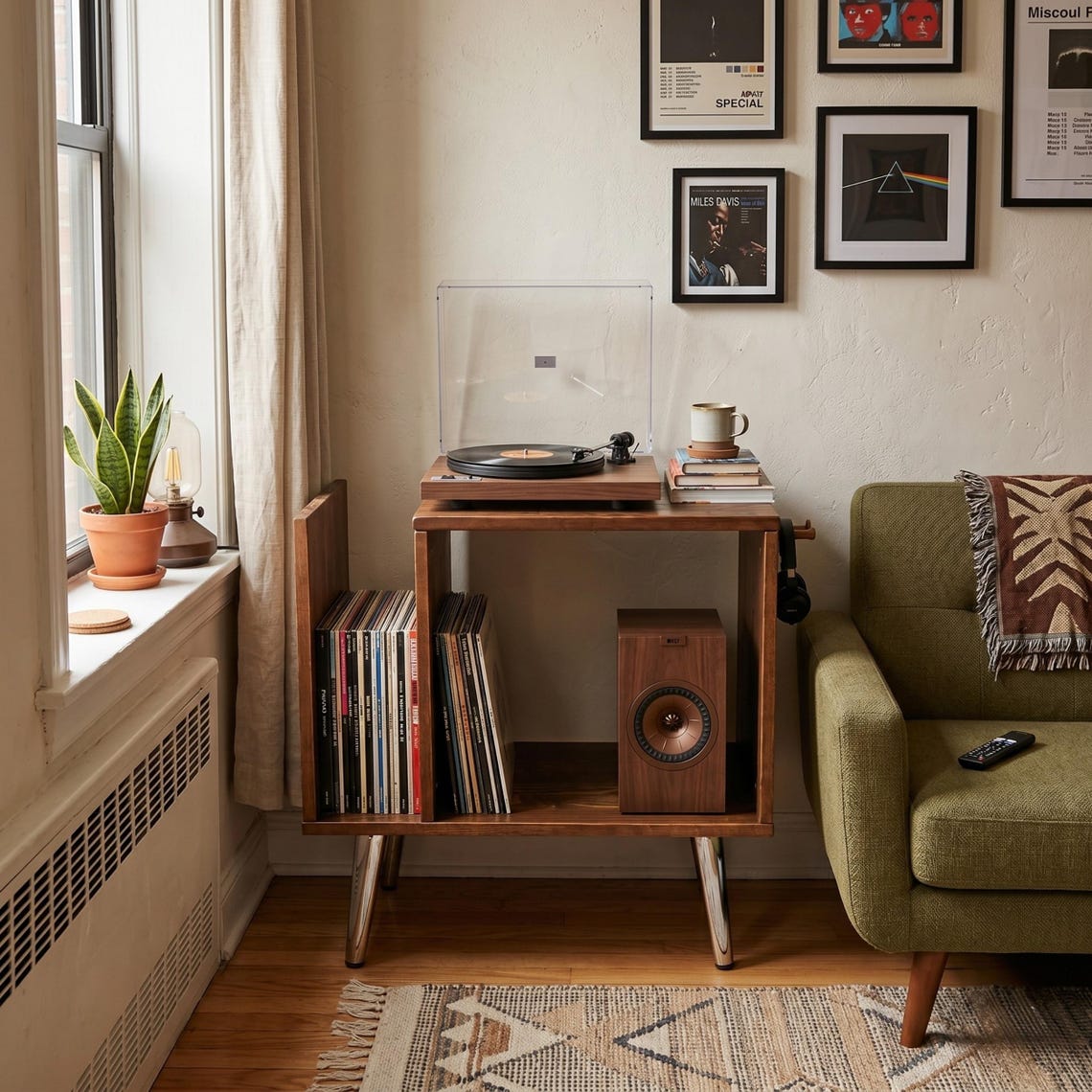 Turntable Stand Media Console with Storage, Record Player Stand, Stereo HiFi Cabinet Organizer