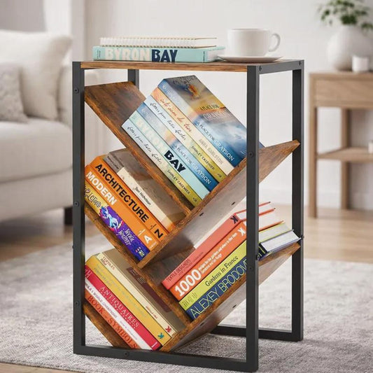 5 Tier Tree Bookshelf, Wooden Bookcase for Small Spaces