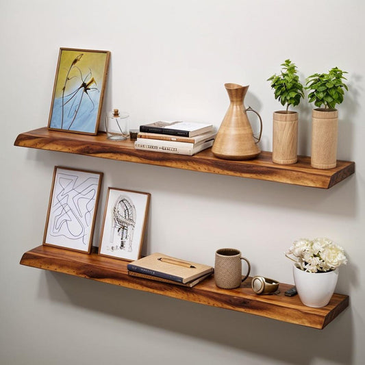No Measure Walnut Live Edge Floating Shelf: Easy Install