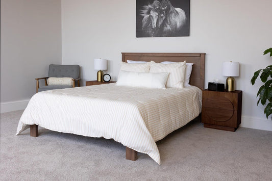 Solid Wood Bed Frame with Headboard | Amish Handcrafted | Easy Tool-Free Assembly | Maple Hardwood
