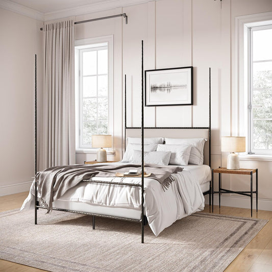 Iron Four Poster Bed – Amity – American Made by Urban Forge – Coal Black Finish