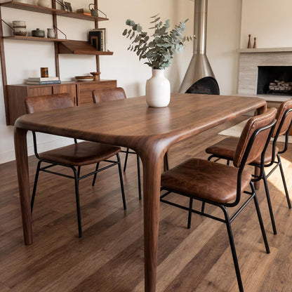 Solid Walnut Small Dining Table, Modern Minimalist Kitchen Table for Four, Handcrafted Natural Wood