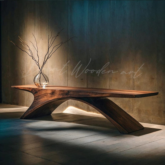 Handmade Walnut Bench: Modern Minimalist Wood Coffee Table