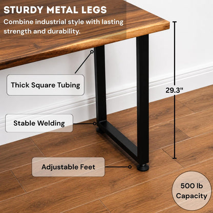 Live Edge Wood Desk with Drawer Option - Solid Walnut Desk with Metal Legs | Computer Desk