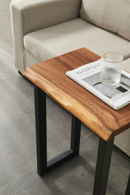 South American Walnut End Table: Modern U-Shaped Legs
