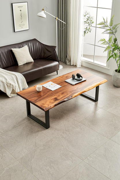 Live Edge South American Walnut Coffee Table - Modern Industrial Design