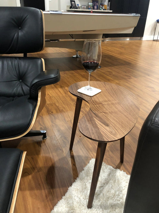 Handmade Walnut Kidney Bean Side Table - Mid-Century Modern Table