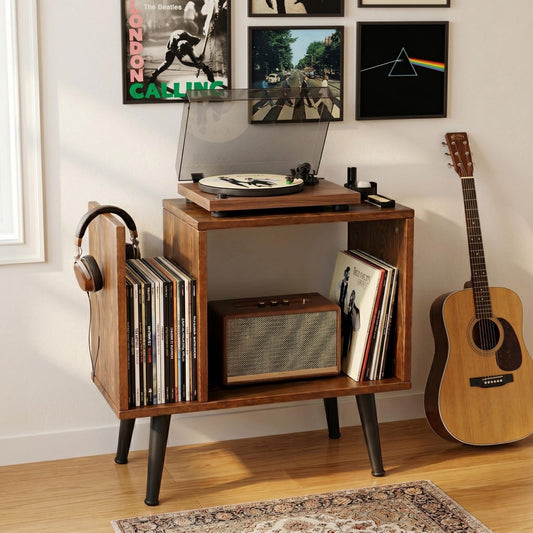 Turntable Stand Media Console with Storage, Record Player Stand, Stereo HiFi Cabinet Organizer