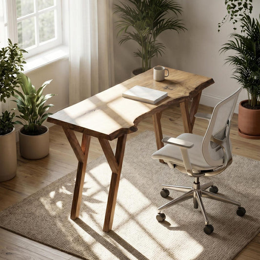 Live Edge Walnut Office Desk Mid Century Modern Writing Desk Home Office Furniture
