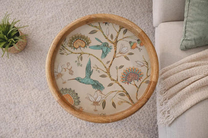 Handcrafted Mango Wood Side Tables: Boho Living Room Furniture Hummingbirds